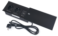 Distribuitor de birou încorporat în blat, bandă de alimentare cu 2x priză de alimentare, 1x USB-C și 1x USB-A Multibox 3 - Negru