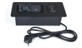 Separator de birou încorporat în blat, priză cu 1x priză de alimentare, 2xUSB și încărcător inductiv Multibox 6 - Negru 