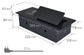 Separator de birou încorporat în blat, priză cu 1x priză de alimentare, 2xUSB și încărcător inductiv Multibox 6 - Negru 