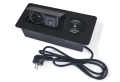 Separator de birou încorporat în blat, priză cu 1x priză de alimentare, 2xUSB și încărcător inductiv Multibox 6 - Negru 