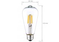 Bec LED E27 8W ST64 Filament Retro - Alb cald (2700K)