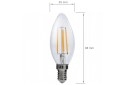 Bec LED E14 4W C37 Filament - Alb cald (3000K)