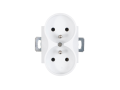 Set: 1x Priză electrică dublă de sticlă Bianka 230V 16A + ramă de sticlă - Alb