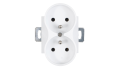 Set: 1x Priză electrică dublă de sticlă Bianka 230V 16A + ramă de sticlă - Alb