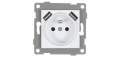 Set: 1x Priză electrică de sticlă Bianka 230V 16A 2x USB cu împământare + ramă de sticlă - Alb