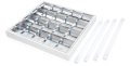 Set: 1x Corp de iluminat cu rastru montat pe zid 4x60cm + 4x Tub LED 9W - Alb cald (3000K)