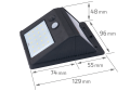 Lampă solară - Aplică de perete LED 3W cu senzor de mișcare și crepuscul + cablu 2.5m – Alb rece (6000K)