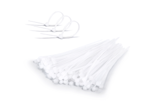 Opaskă de cablu cu cleme 3x100mm - Albă - 100buc