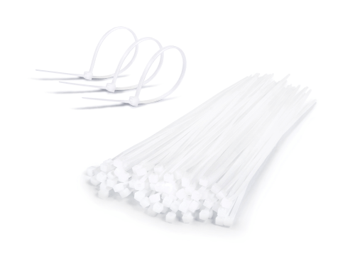  Brățară de cablu cu cleme 4x200mm - Albă - 100 buc