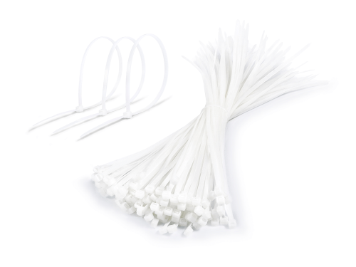 Brățară de cablu cu cleme 5x350mm - Albă - 100 buc