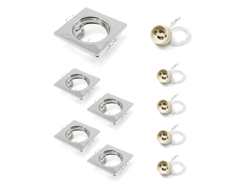Set: 5x Corp de iluminat halogen încorporabil fix din oțel LED ATIS - Crom + 5x Soclu GU10 