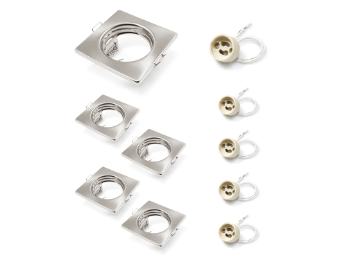 Set: 5x Corp de iluminat halogen încorporabil fix din oțel LED ATIS - Satin + 5x Soclu GU10