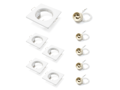 Set: 5x Corp de iluminat halogen încorporabil fix din oțel LED ATIS - Alb + 5x Soclu GU10 