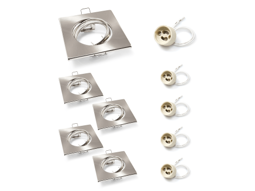 Set: 5x Corp de iluminat halogen încorporabil mobil din oțel LED SATI - Satin + 5x Soclu GU10