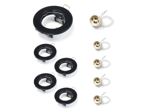 Set: 5x Spot LED fix încastrabil din oțel TASI - Negru + 5x Soclu GU10