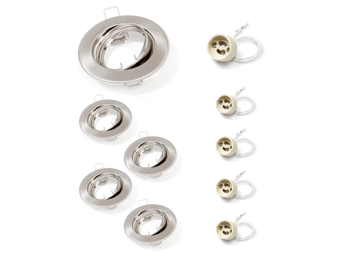 Set: 5x Spot LED încastrabil orientabil din oțel SITA - Satin + 5x Soclu GU10