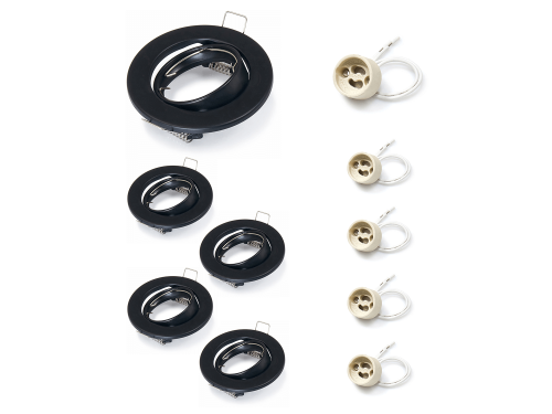 Set: 5x Spot LED încastrabil orientabil din oțel SITA - Negru + 5x Soclu GU10