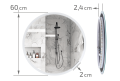 Oglindă LED rotundă iluminată cu margine sablată - diametru 60cm - Alb neutru (4500K)