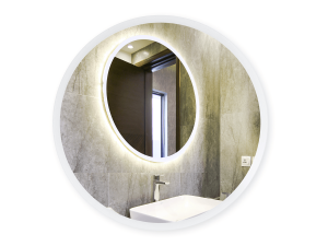 Oglindă LED rotundă iluminată cu margine sablată - diametru 60cm - Alb neutru (4500K)