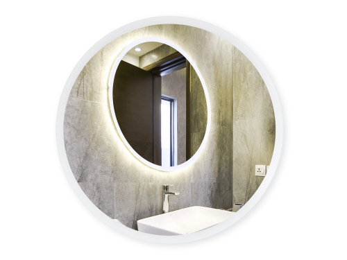 Oglindă LED rotundă iluminată cu margine sablată - diametru 60cm - Alb neutru (4500K)