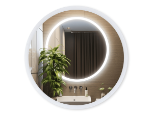 Oglindă LED rotundă iluminată cu finisaj sablat - diametru 80cm - Alb neutru (4500K)