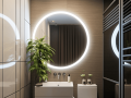 Oglindă LED rotundă iluminată cu finisaj sablat - diametru 80cm - Alb neutru (4500K)