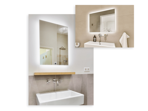 Oglindă LED dreptunghiulară iluminată - 50x70 cm - Alb neutru (4500K)