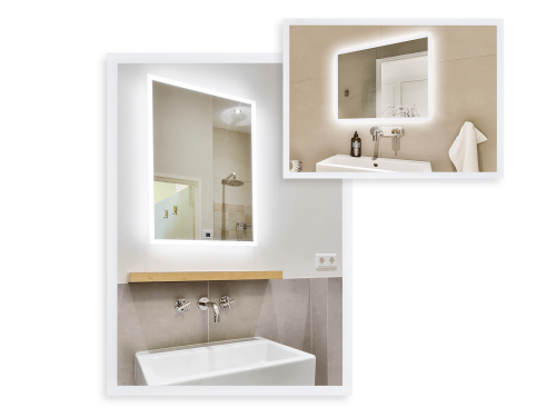 Oglindă LED dreptunghiulară iluminată cu ramă sablată - 50x70 cm - Alb neutru (4500K)