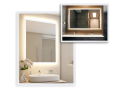 Oglindă LED dreptunghiulară iluminată cu margine sablată - 80x100 cm - Alb neutru (4500K)