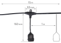 Set: Ghirlandă grădină 15m 15xE27 + 15x Bec cu LED E27 1.3W filament