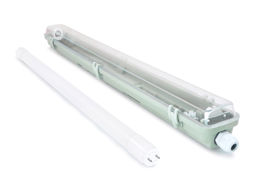 Set: 1x Corp de iluminat ermetic 1x60cm + 1x Tub LED 9W - Alb neutru (4500K)