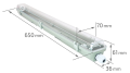 Set: 1x Corp de iluminat ermetic 1x60cm + 1x Tub LED 9W - Alb neutru (4500K)