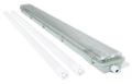 Set: 1x Corp de iluminat ermetic 2x120cm + 2x Tub LED 18W - Alb neutru (4500K)