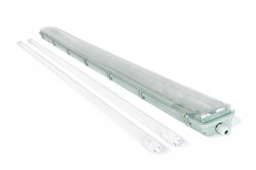 Set: 1x Corp de iluminat ermetic 2x150cm + 2x Tub LED 24W - Alb neutru (4500K)
