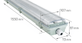 Set: 1x Corp de iluminat ermetic 2x150cm + 2x Tub LED 24W - Alb neutru (4500K)