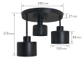 Corp de iluminat aplicat pe perete/tavan E27 LED Elza x3 - Negru