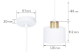 Lampă suspendată de tavan E27 LED Elza x1 - Alb + auriu