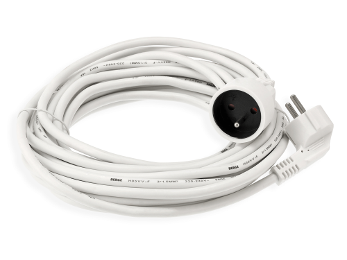 Prelungitor de 10m - 1x priză de alimentare 230V - Alb