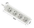 Prelungitor tip bară 3m - 4 x priză de alimentare 230V - Alb