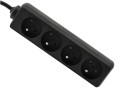 Prelungitor tip bară 3m - 4 x priză de alimentare 230V - Negru