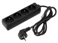 Prelungitor tip bară 3m - 4 x priză de alimentare 230V - Negru
