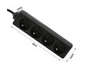 Prelungitor tip bară 3m - 4 x priză de alimentare 230V - Negru