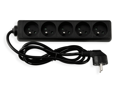 Prelungitor tip bară 1.5m - 5 x priză de alimentare 230V - Negru