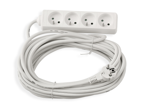 Prelungitor cu bandă de 10m - 4 x priză de alimentare 230V - Alb