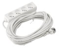 Prelungitor cu bandă de 10m - 4 x priză de alimentare 230V - Alb
