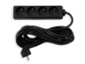Prelungitor cu bandă de 5m - 4 x priză de alimentare 230V - Negru