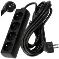 Prelungitor cu bandă de 5m - 4 x priză de alimentare 230V - Negru