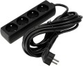 Prelungitor cu bandă de 5m - 4 x priză de alimentare 230V - Negru