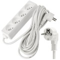Prelungitor de 5m - 4 x priză de alimentare 230V - Alb