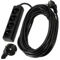 Prelungitor cu bandă de 10m - 4 x priză de alimentare 230V - Negru
